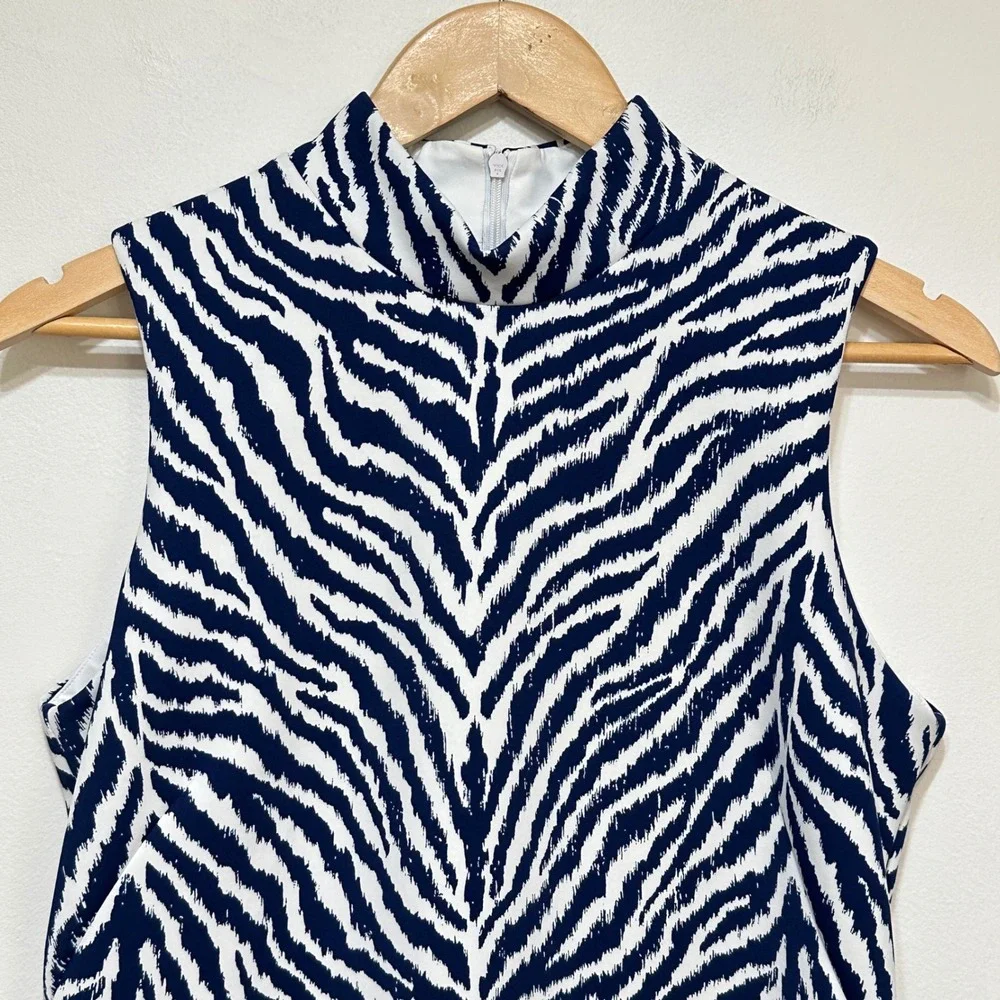 J.‎ McLaughlin Delaney Montego Sheath Dress Large Navy Zebra Scuba Sleeveless